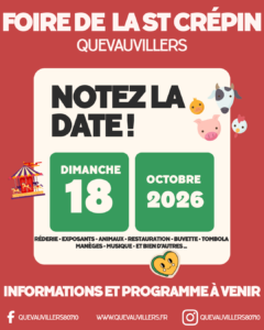 Lire la suite à propos de l’article FOIRE DE LA ST CREPIN • NOTEZ LA DATE !