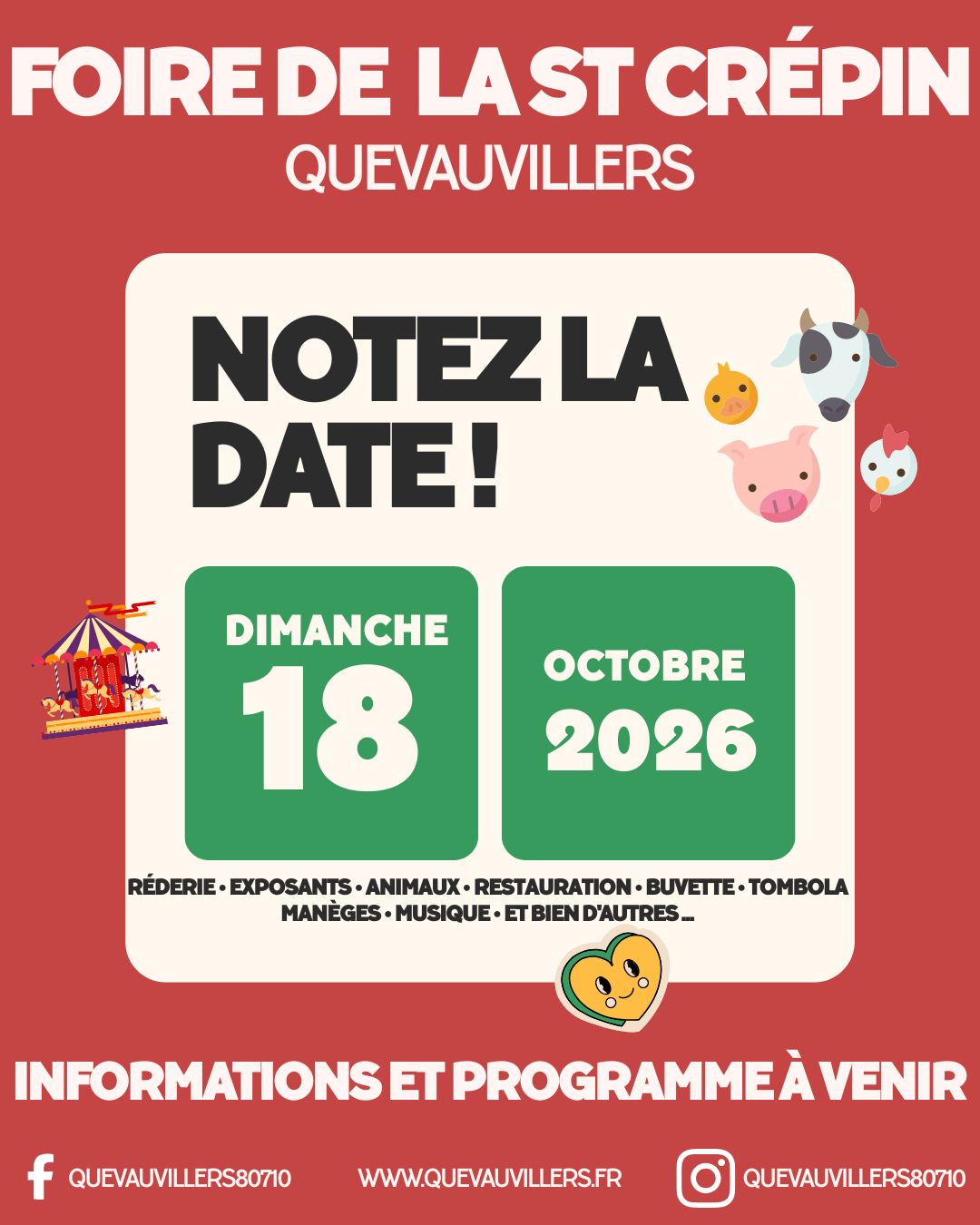Lire la suite à propos de l’article FOIRE DE LA ST CREPIN • NOTEZ LA DATE !