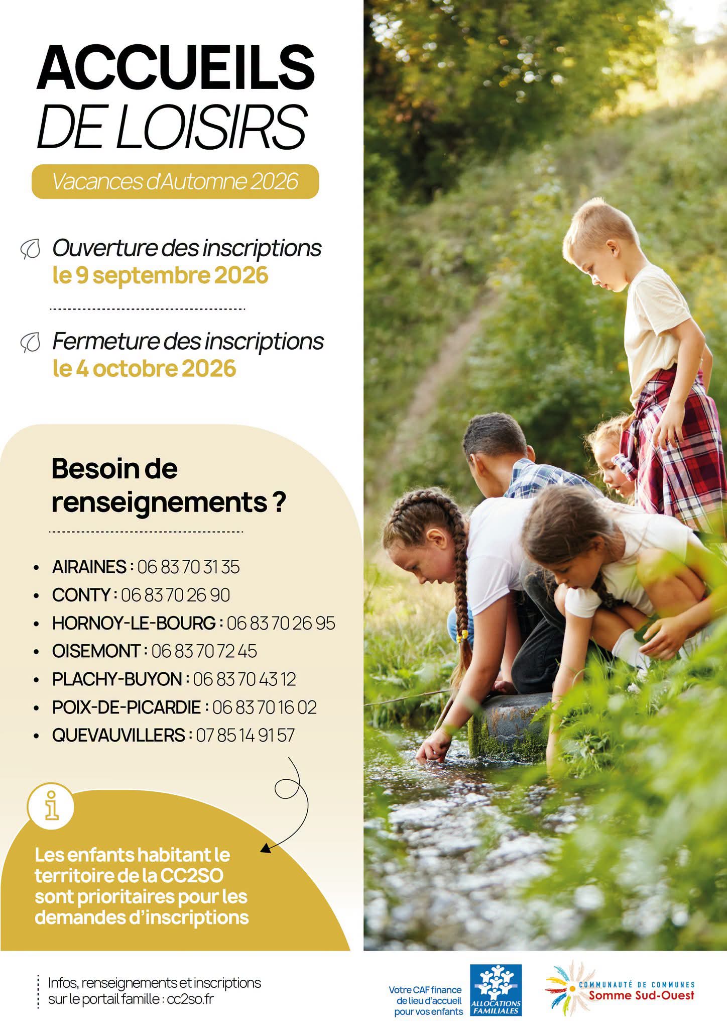 Lire la suite à propos de l’article 🍂 [ACCUEILS DE LOISIRS] • VACANCES D’AUTOMNE 2026