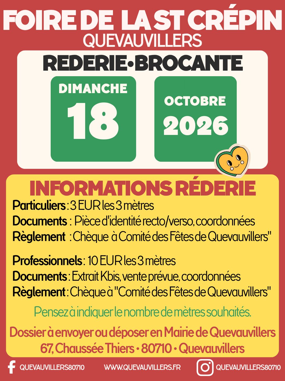 Lire la suite à propos de l’article 👕🛏️ 🧸 [INFOS REDERIE] • FOIRE DE LA ST CRÉPIN